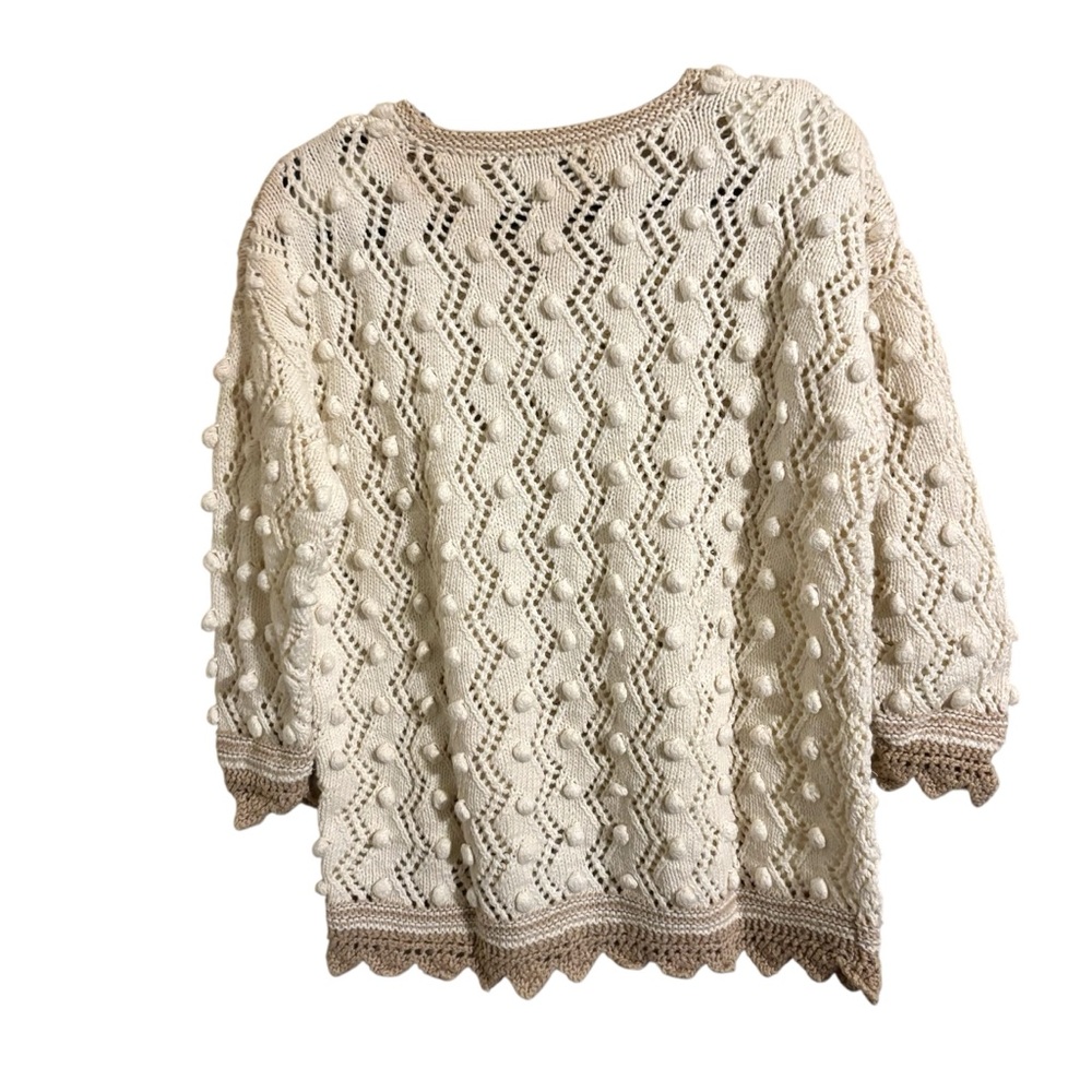 Vintage Express Tricot Handknitted Cream Sweater Small - Picture 3 of 6